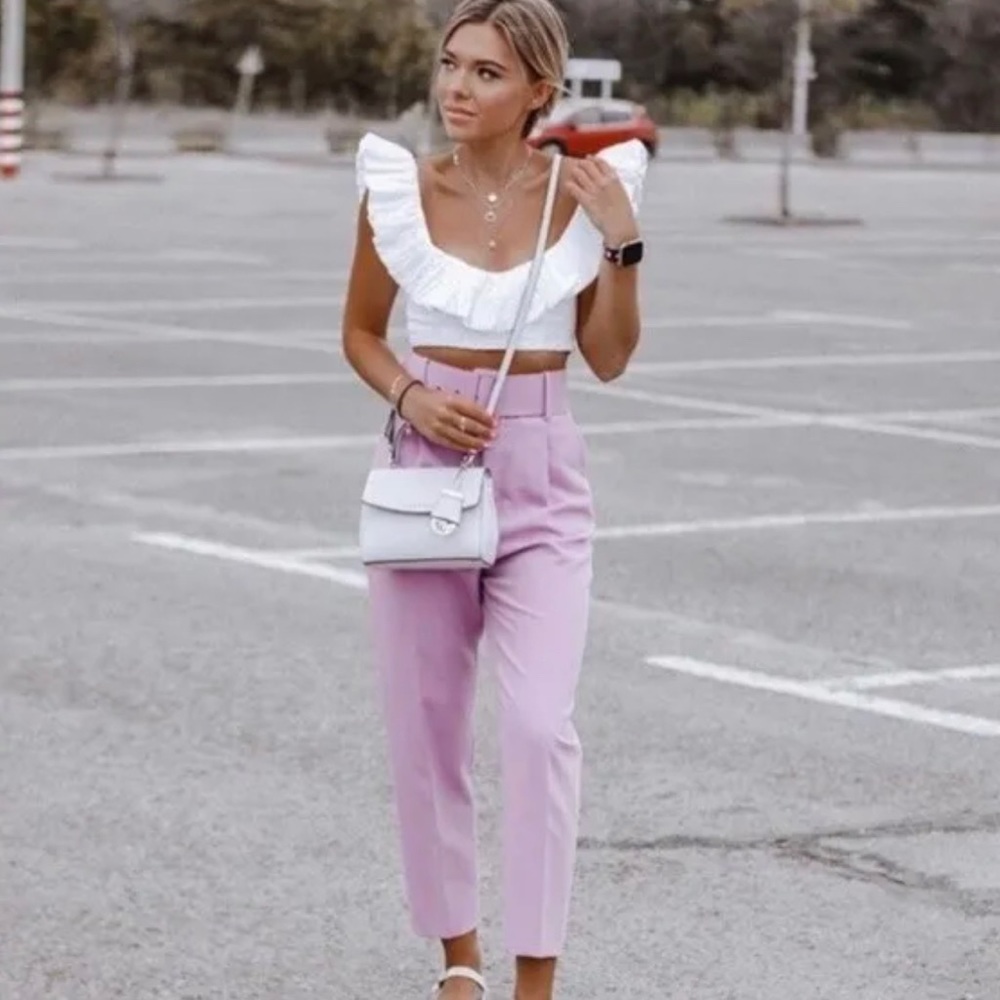 ZARA Embroidered Eyelet Crop Top - Picture 8 of 9
